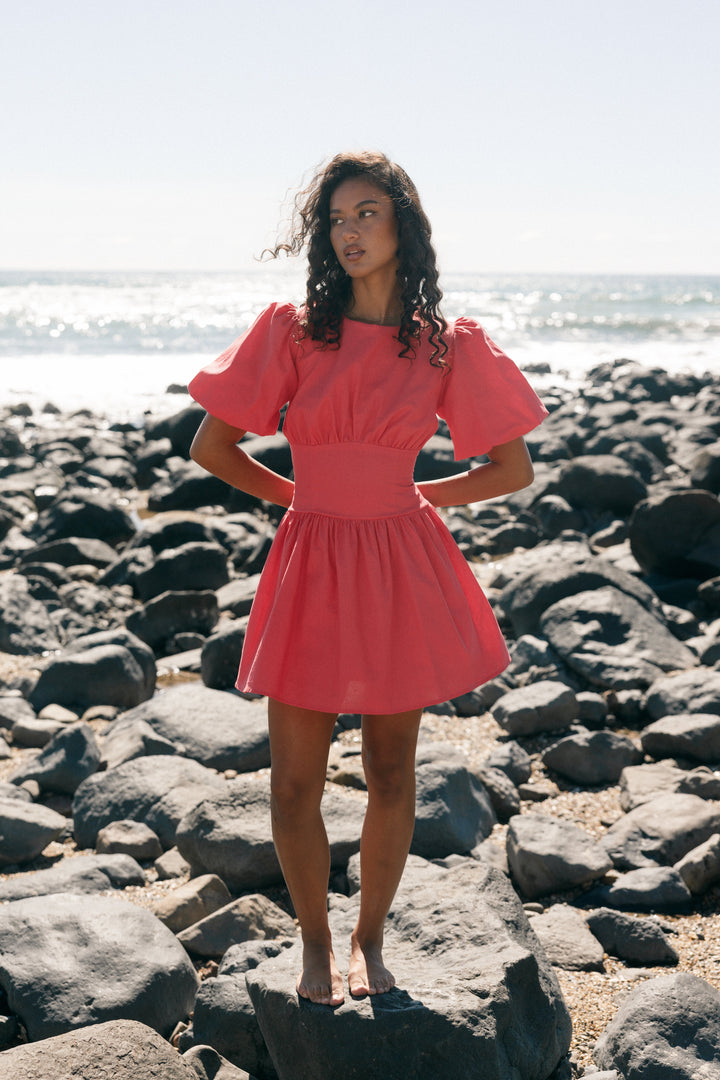 Collective Dress - Alfie Mini Dress - Coral Red third image