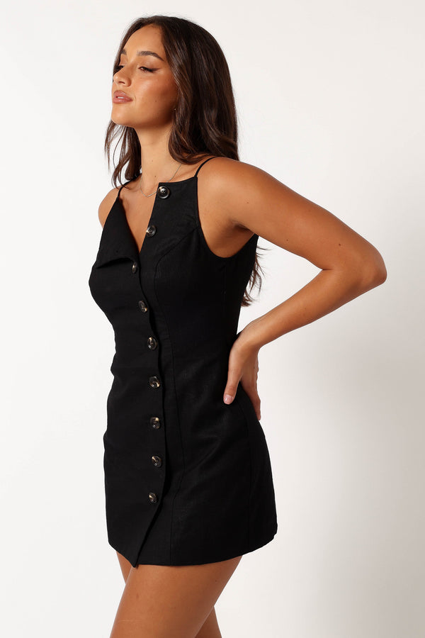 DRESSES @Allegra Linen Mini Dress - Black