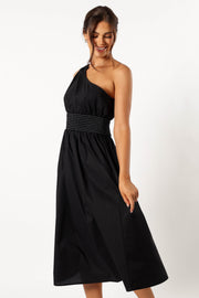 DRESSES @Alysse One Shoulder Midi Dress - Black