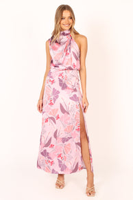 DRESSES @Amelia Halterneck Maxi Dress - Pink Floral