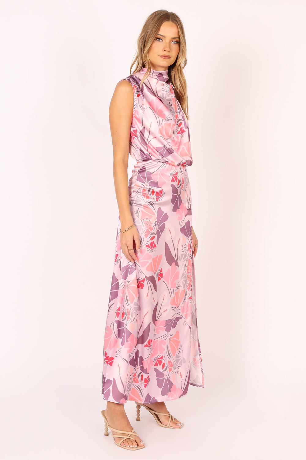 DRESSES @Amelia Halterneck Maxi Dress - Pink Floral