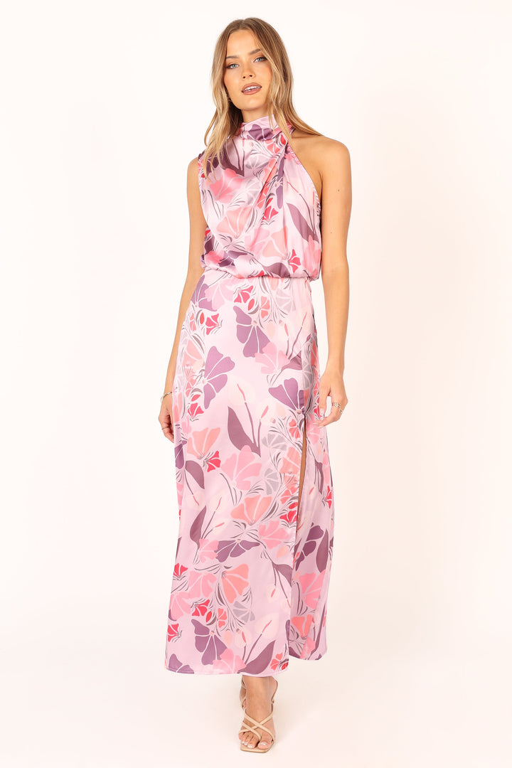 Amelia Halterneck Maxi Dress - Pink Floral - View 6 | Shop Formal Dress