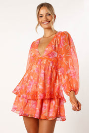 DRESSES @Ames Long Sleeve Mini Dress - Orange