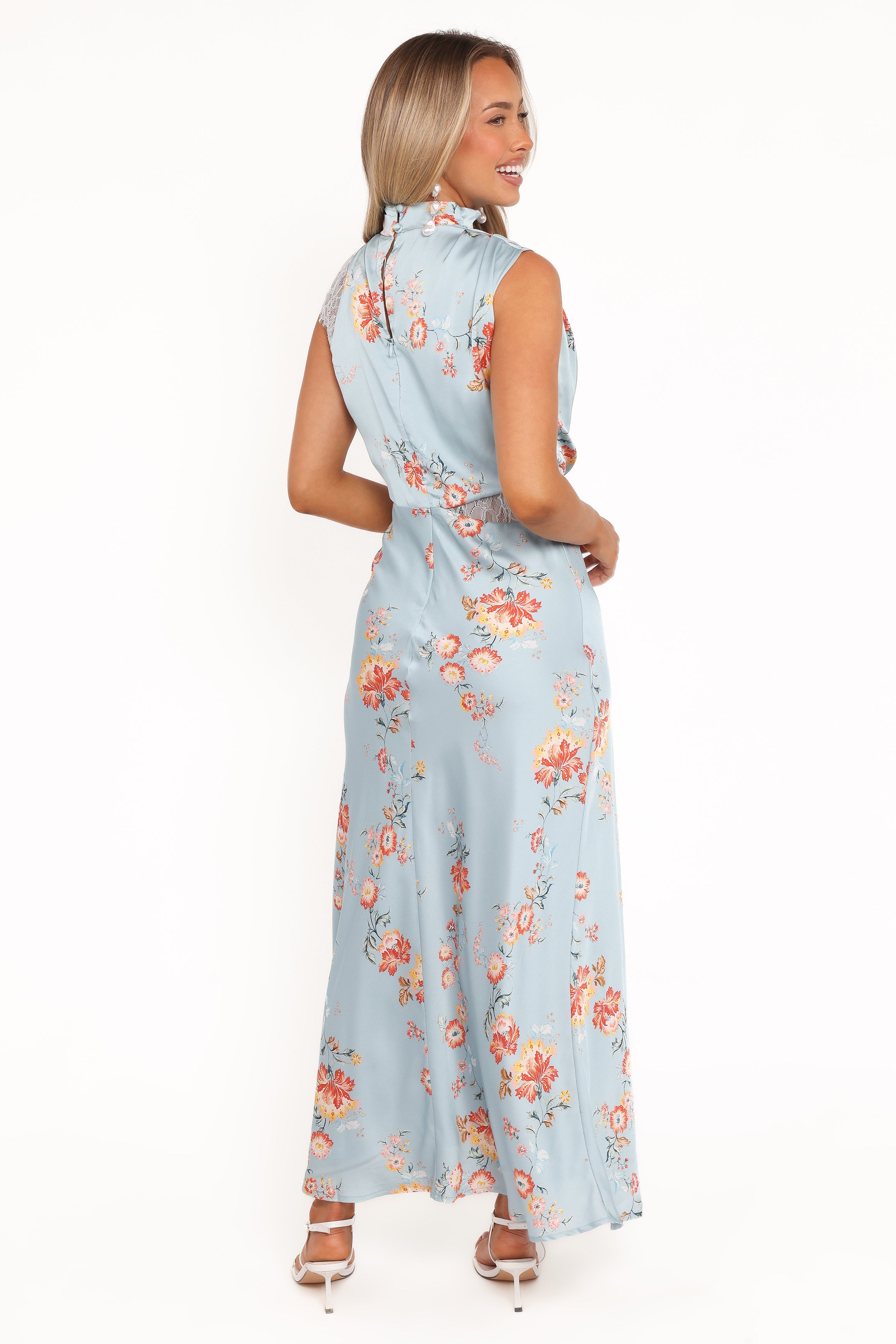 DRESSES Anabelle Halter Neck Lace Maxi Dress - Blue Floral