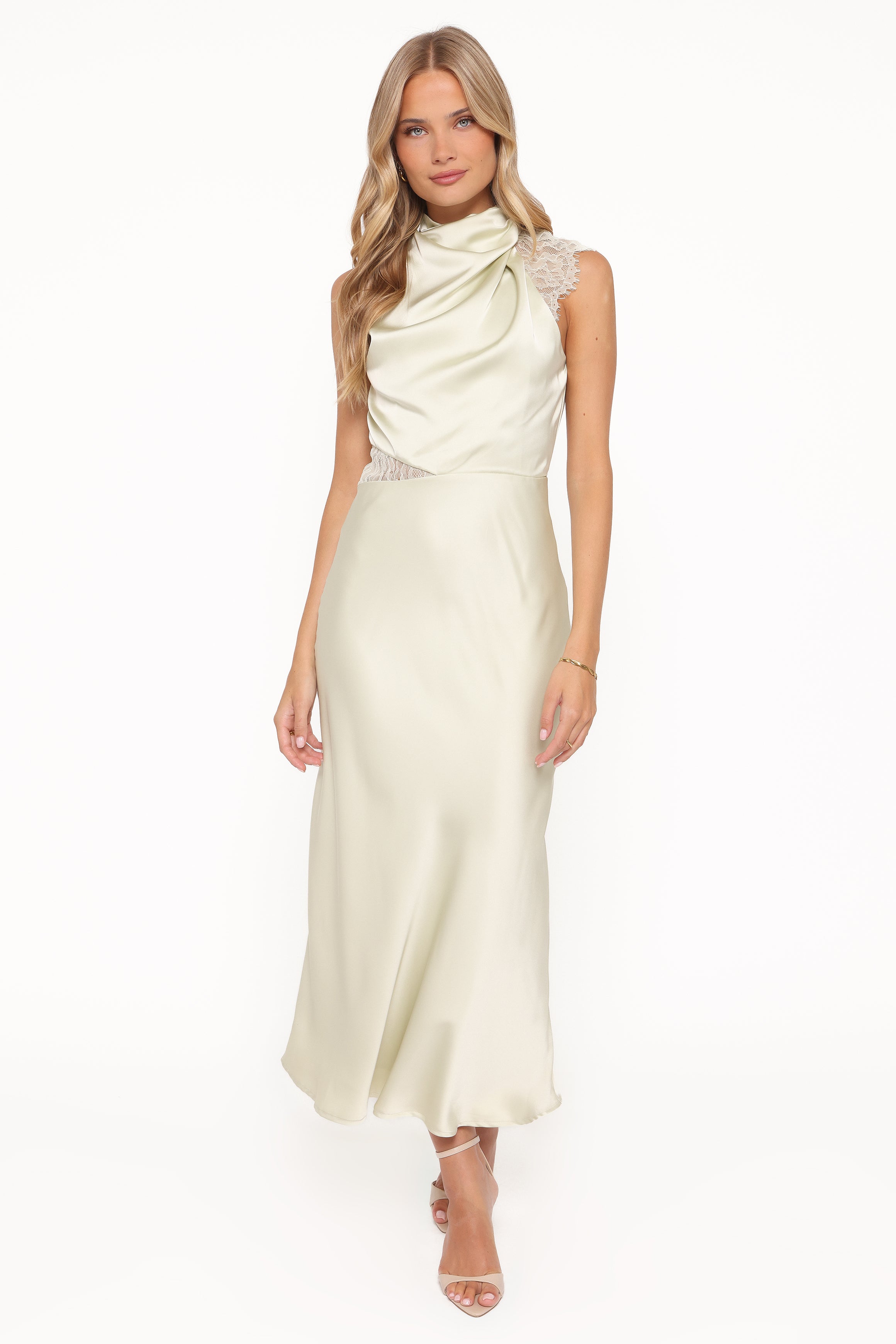 DRESSES Anabelle Halter Neck Lace Maxi Dress - Sage Green