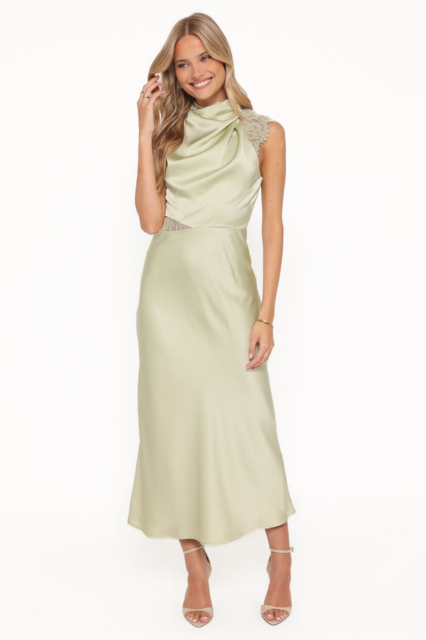 DRESSES Anabelle Halter Neck Lace Maxi Dress - Sage Green