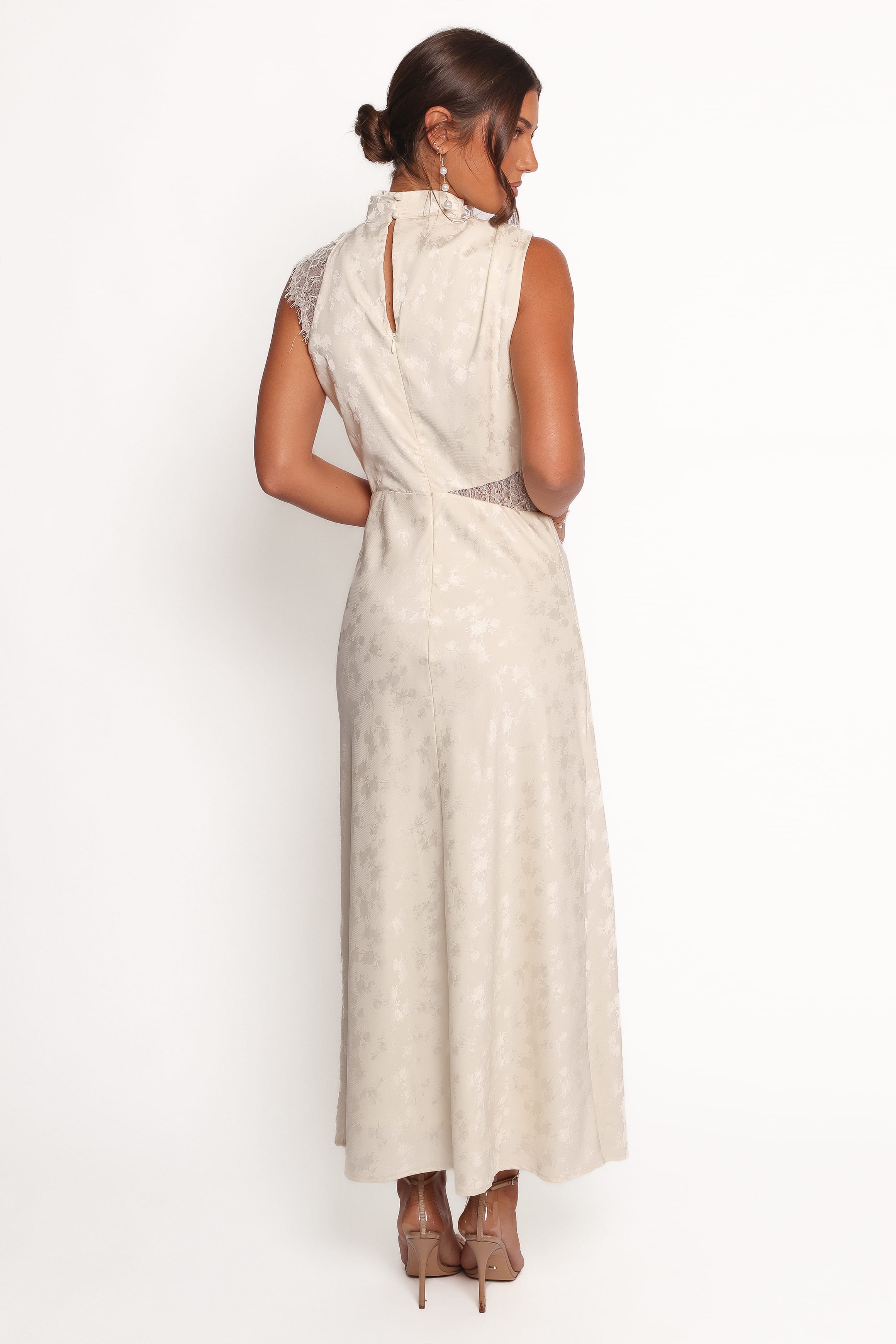 DRESSES Anabelle Halter Neck Lace Maxi Dress - White