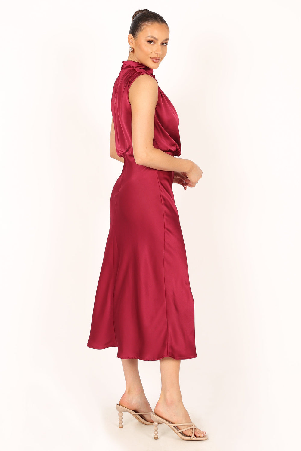 Shop Formal Dress - Anabelle Halter Neck Midi Dress - Berry sixth image