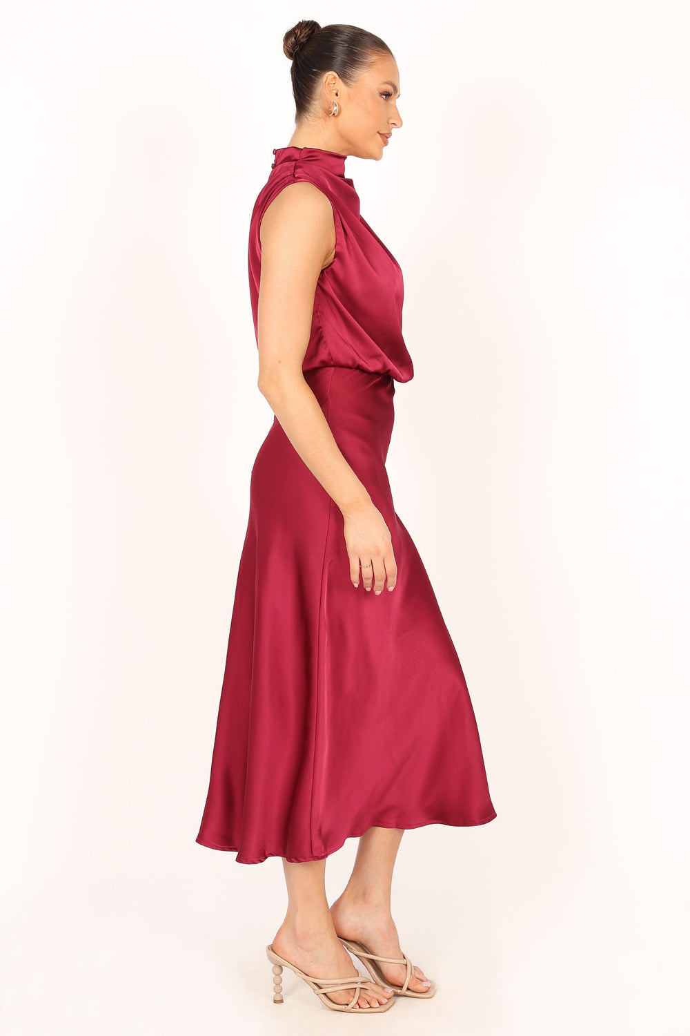 Shop Formal Dress - Anabelle Halter Neck Midi Dress - Berry fourth image