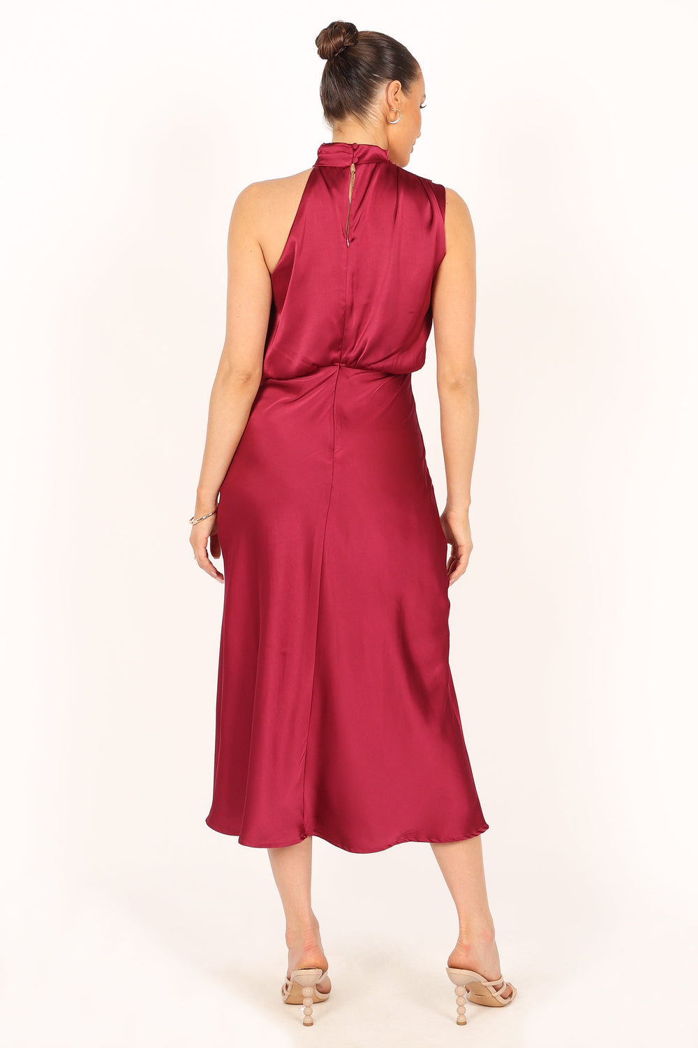 Shop Formal Dress - Anabelle Halter Neck Midi Dress - Berry secondary image