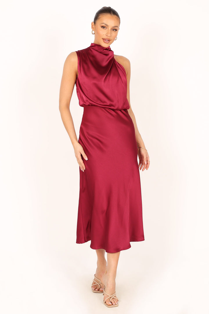 Anabelle Halter Neck Midi Dress - Berry - Petal & Pup