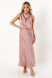 DRESSES @Anabelle Halter Neck Midi Dress - Blush