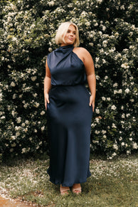 DRESSES Anabelle Halter Neck Midi Dress - Navy