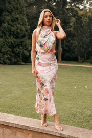 DRESSES Anabelle Halter Neck Midi Dress - Pink Floral