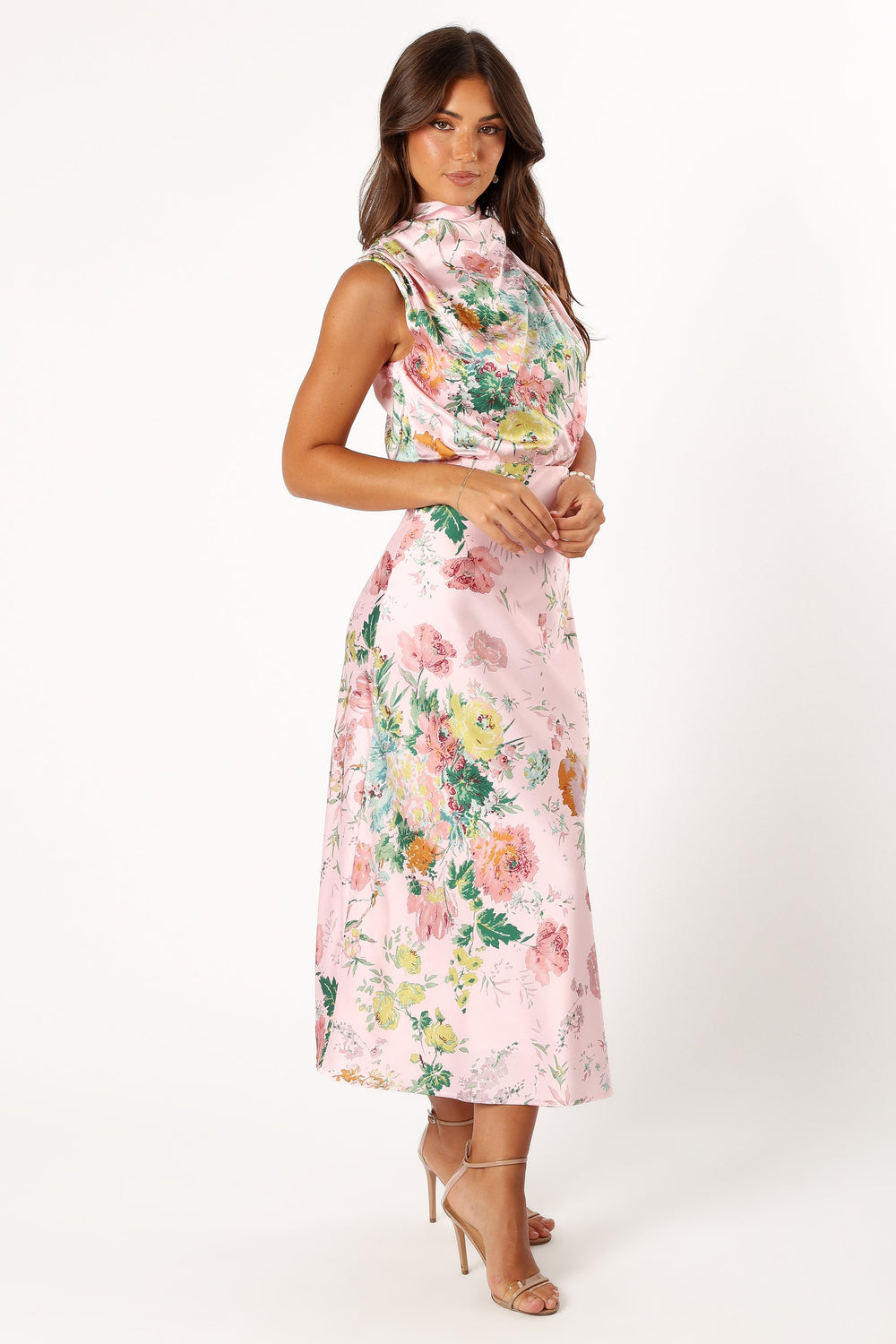 DRESSES @Anabelle Halter Neck Midi Dress - Pink Floral (Hold for Modern Romance)