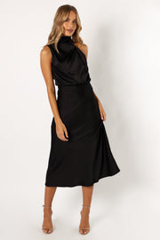 DRESSES @Anabelle Halterneck Midi Dress - Black