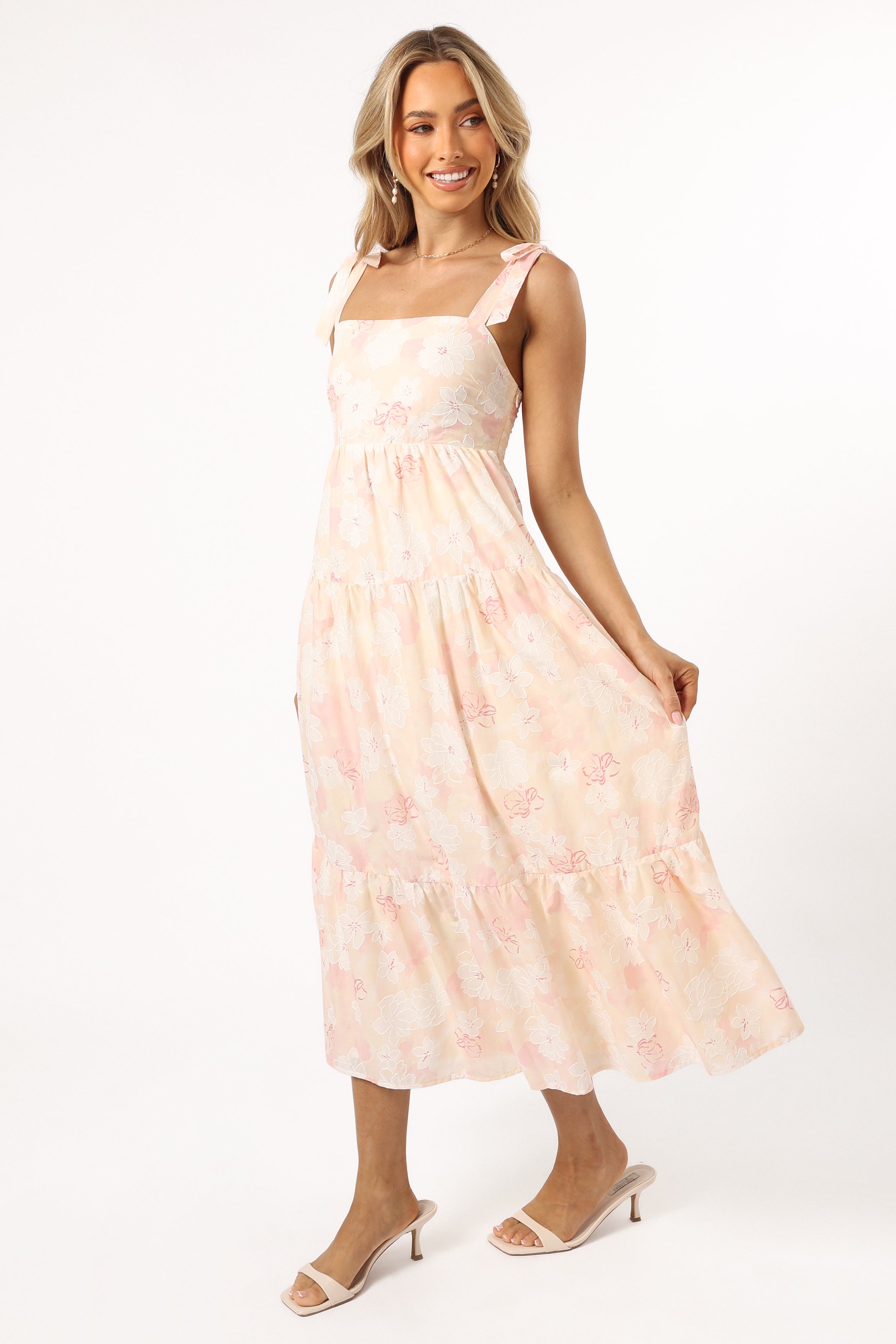 DRESSES @Andi Midi Dress - Pink White Floral