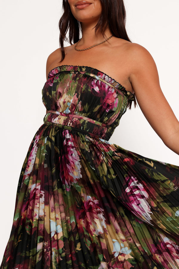 DRESSES Angelique Strapless Maxi Dress - Grey Blurred Floral