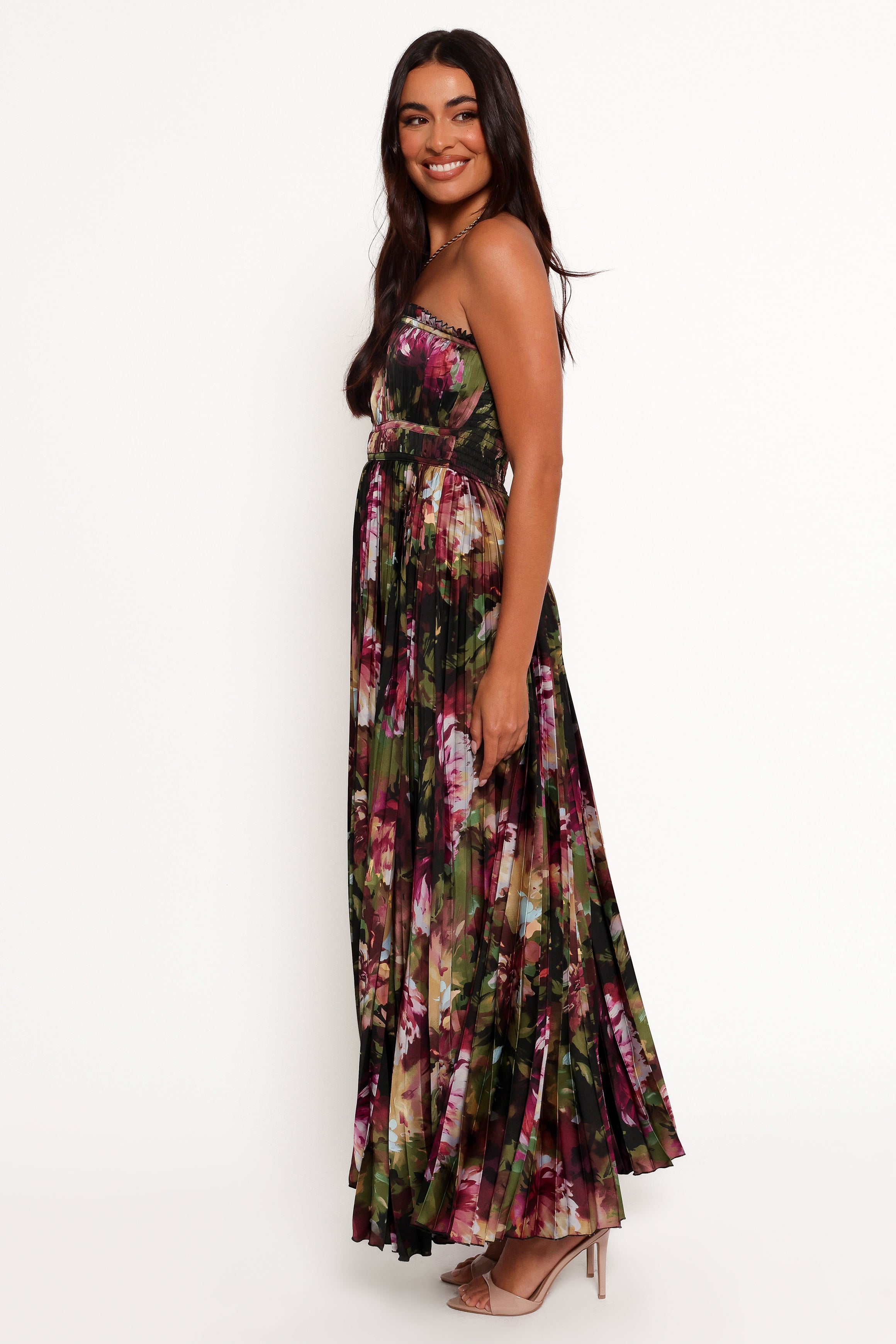 DRESSES Angelique Strapless Maxi Dress - Grey Blurred Floral