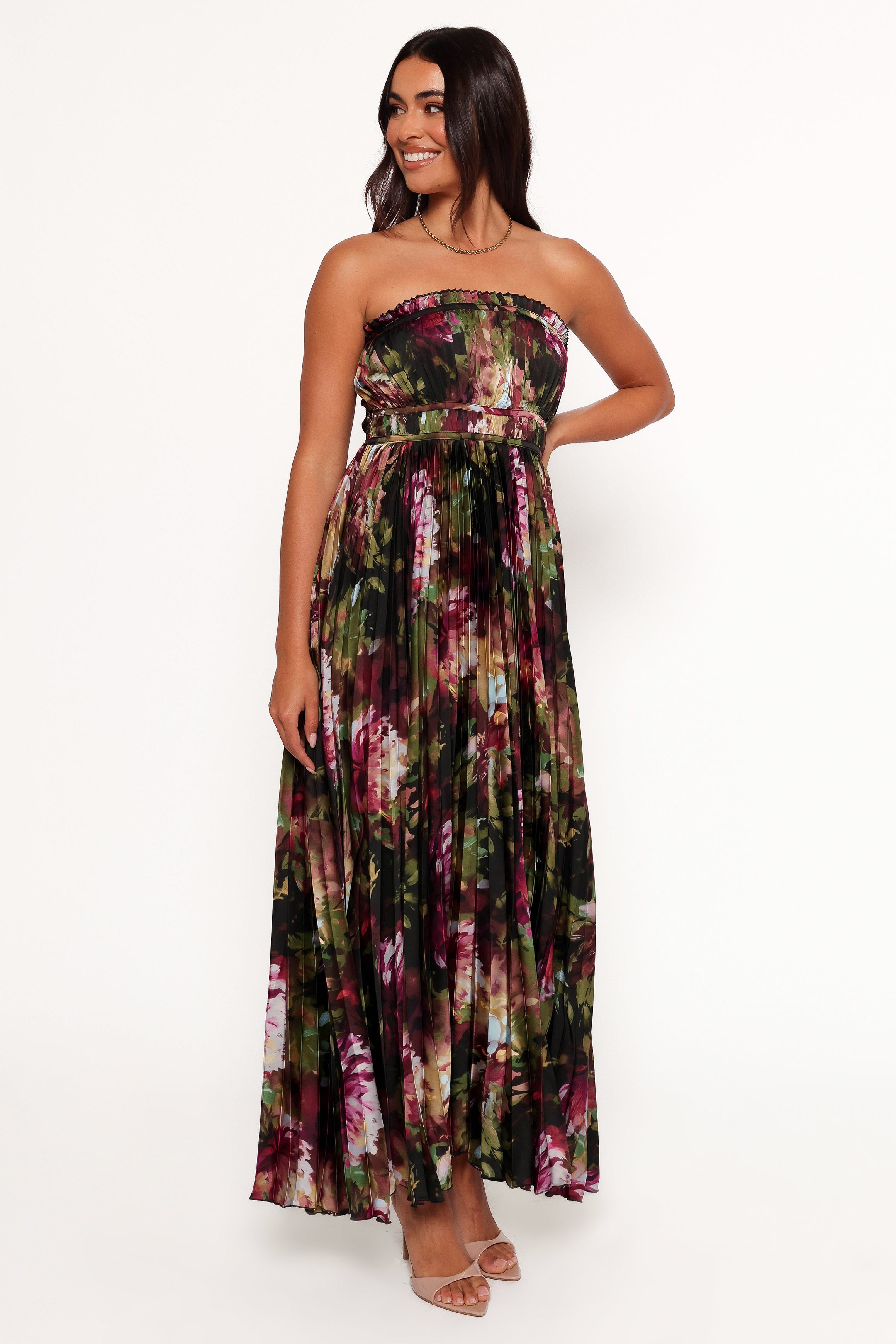 DRESSES Angelique Strapless Maxi Dress - Grey Blurred Floral