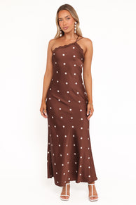 DRESSES Anika Maxi Dress - Brown Polka Dot