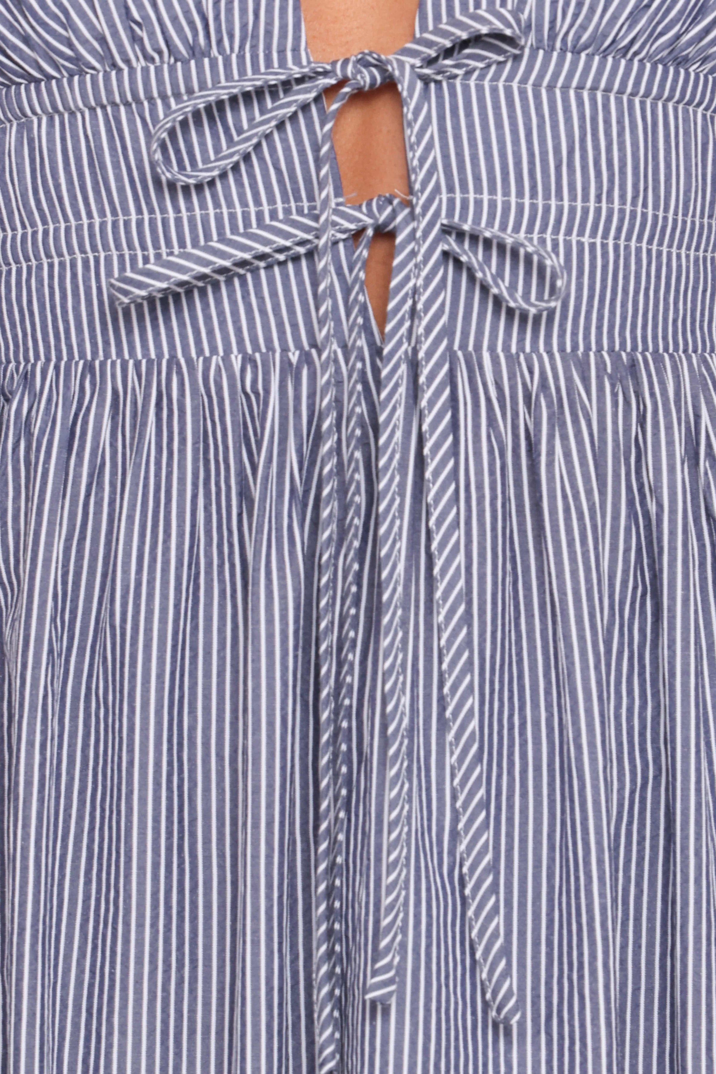 DRESSES Annora Midi Dress - Navy Pinstripe