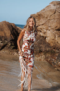 DRESSES Aquarius Midi Dress - Brown Floral