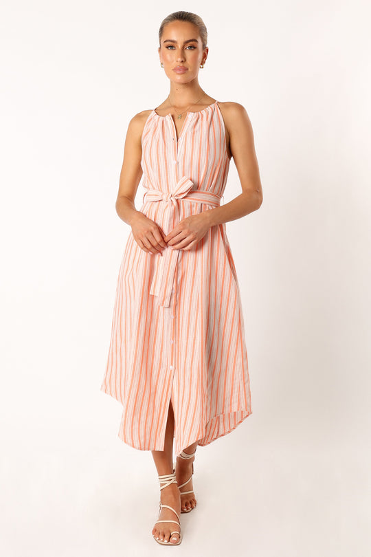 Collective Dress - Arabella Midi Dress Orange Stripe