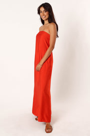 DRESSES @Archer Strapless Maxi Dress - Red