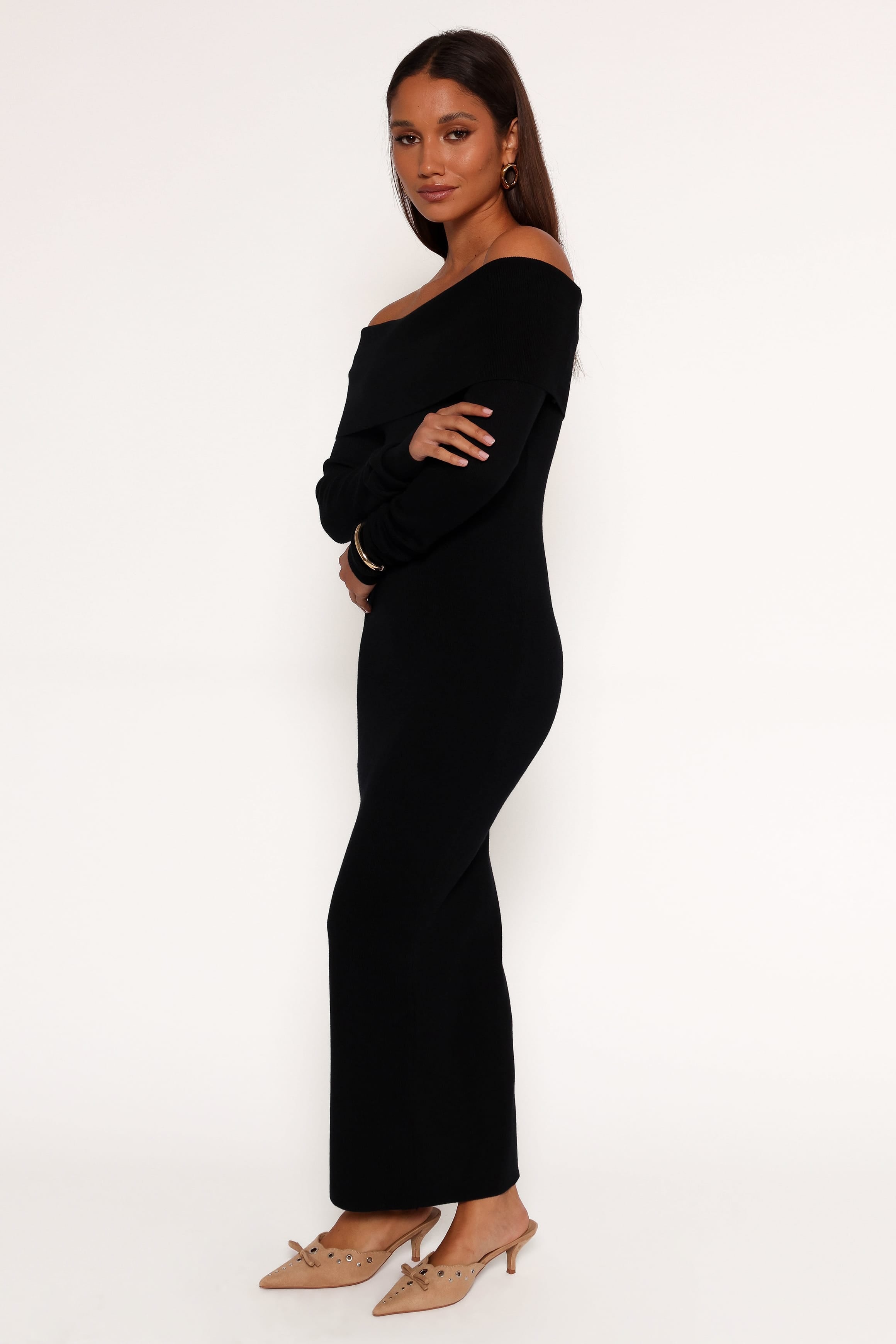 DRESSES Archie Off The Shoulder Midi Dress - Black