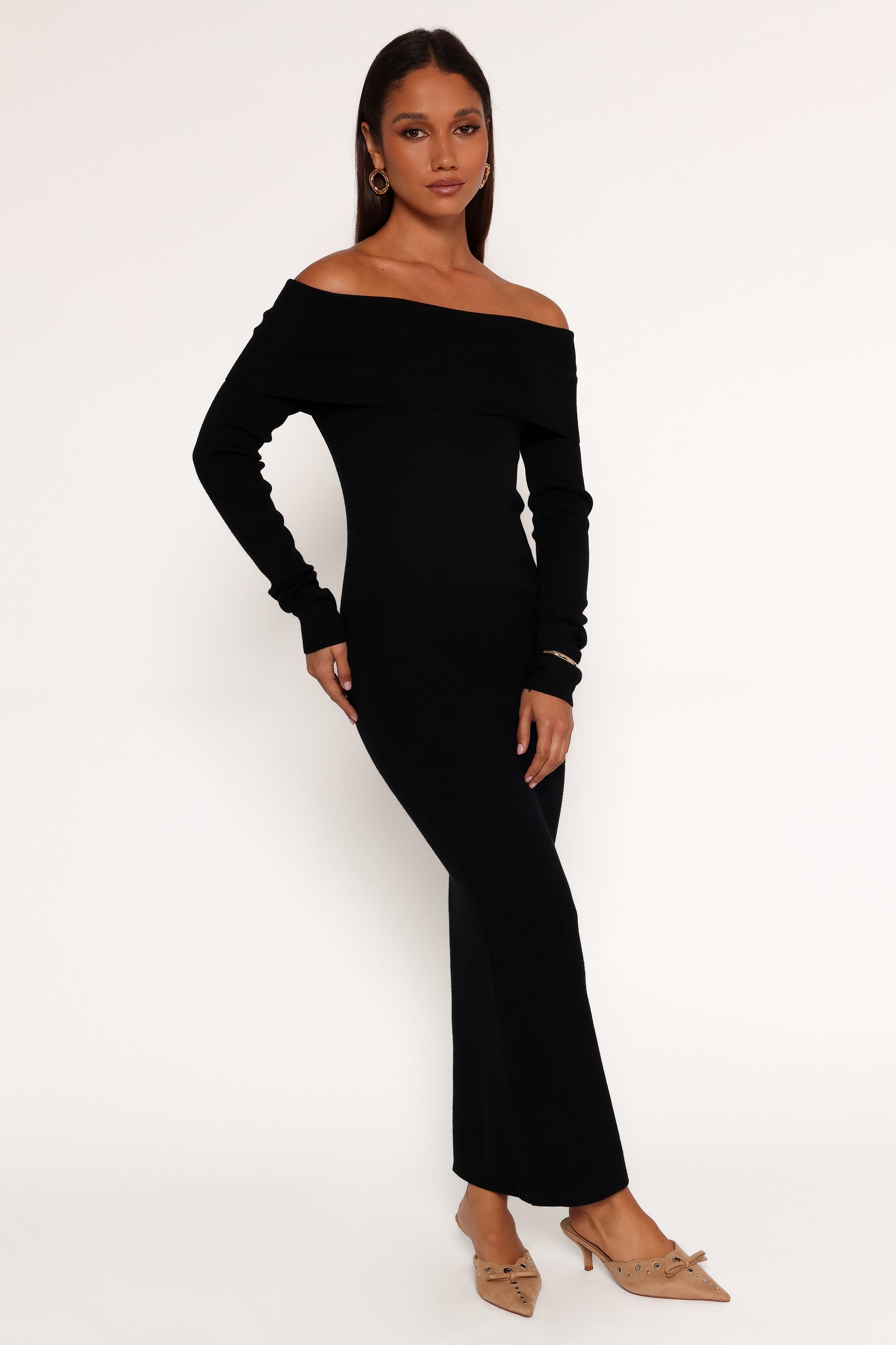 DRESSES Archie Off The Shoulder Midi Dress - Black