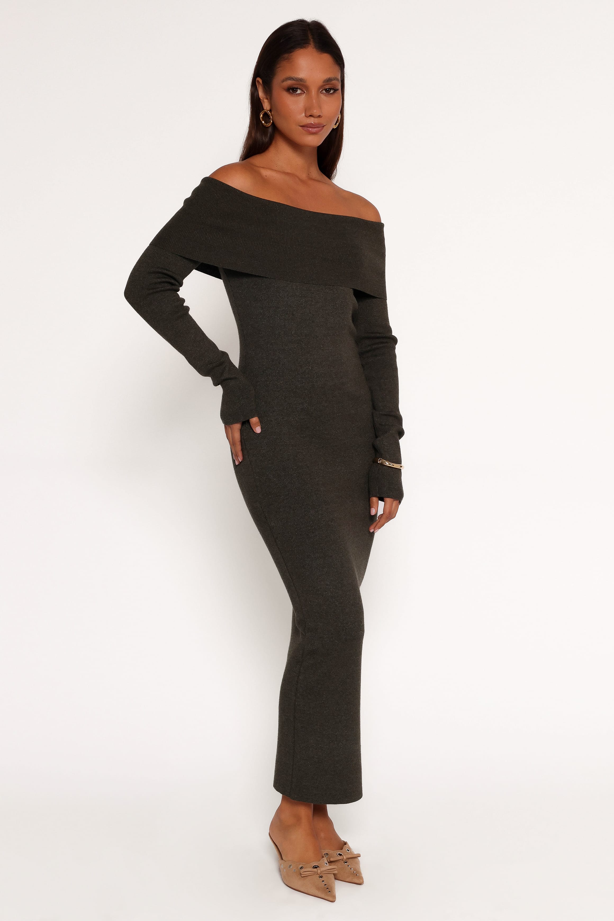DRESSES Archie Off The Shoulder Midi Dress - Olive