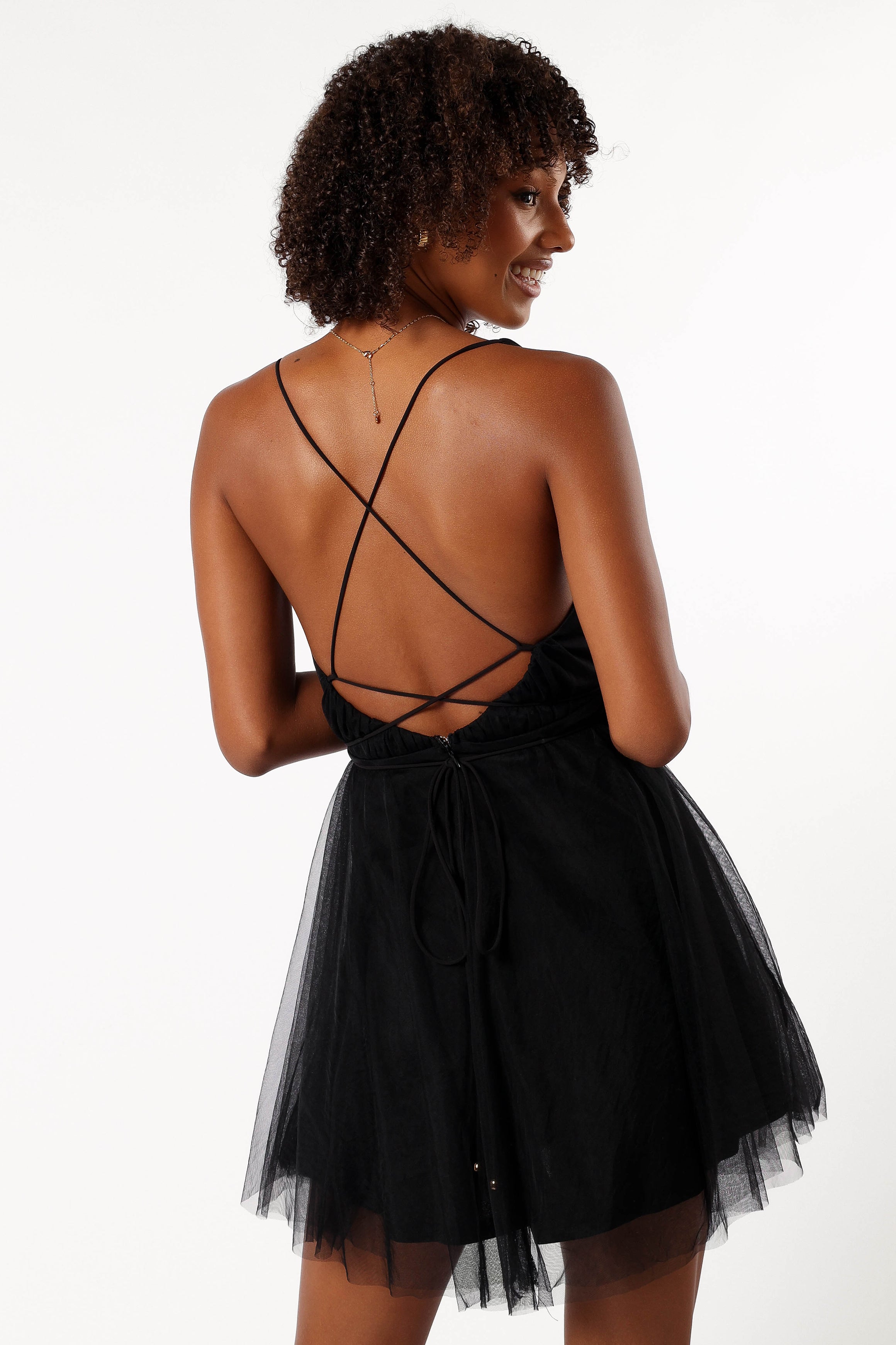 DRESSES @Arlowe Halterneck Mini Dress - Black