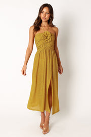 DRESSES @Arya Halterneck Midi Dress - Yellow