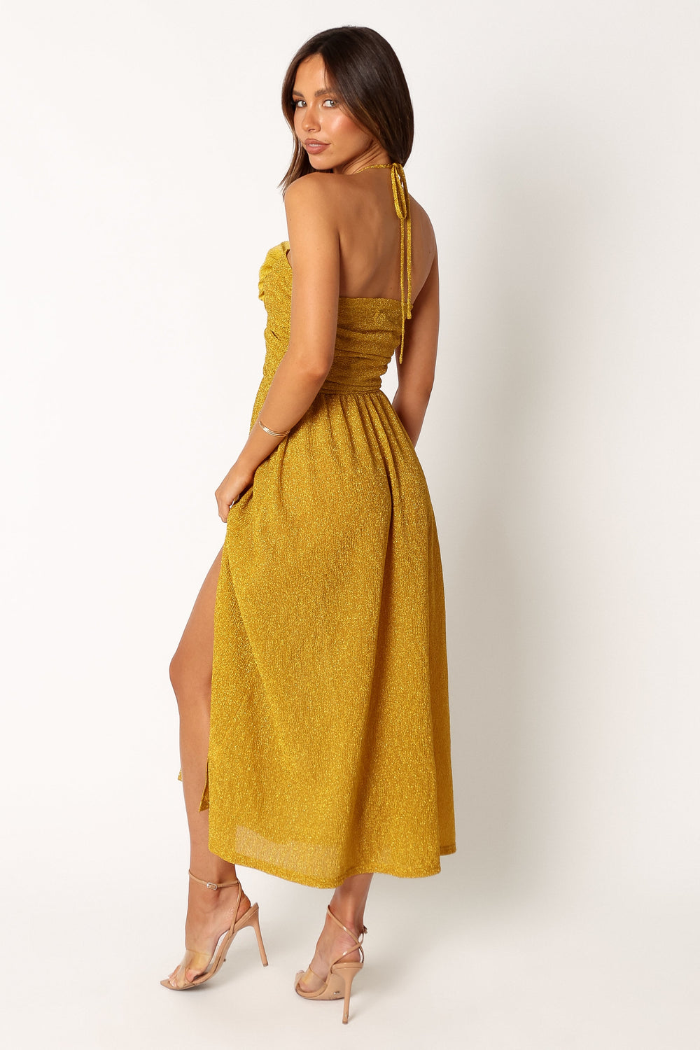 DRESSES @Arya Halterneck Midi Dress - Yellow