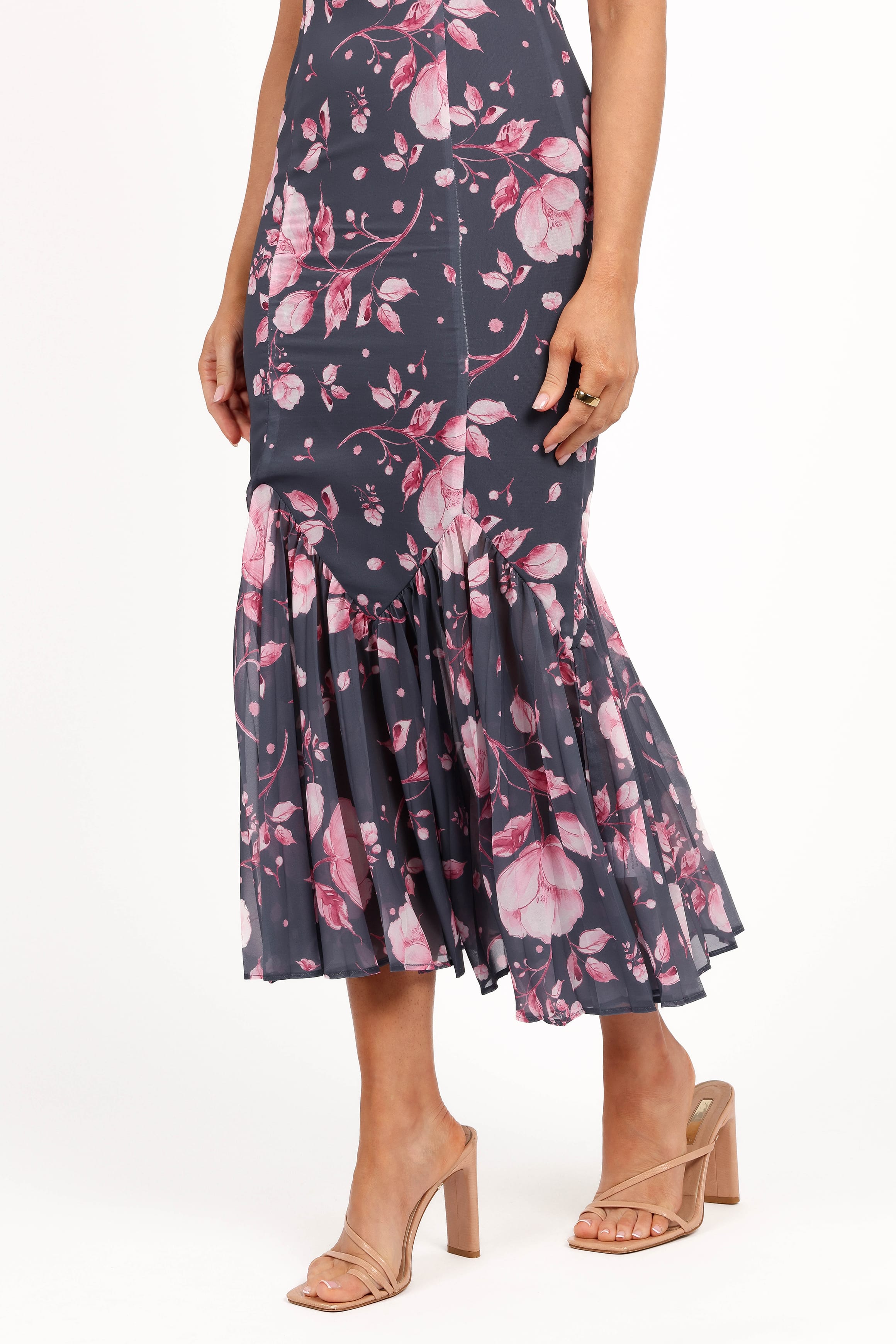 DRESSES Ashton Midi Dress - Steel Gray Floral