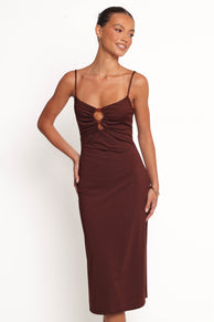 DRESSES Ashy Midi Dress - Brown