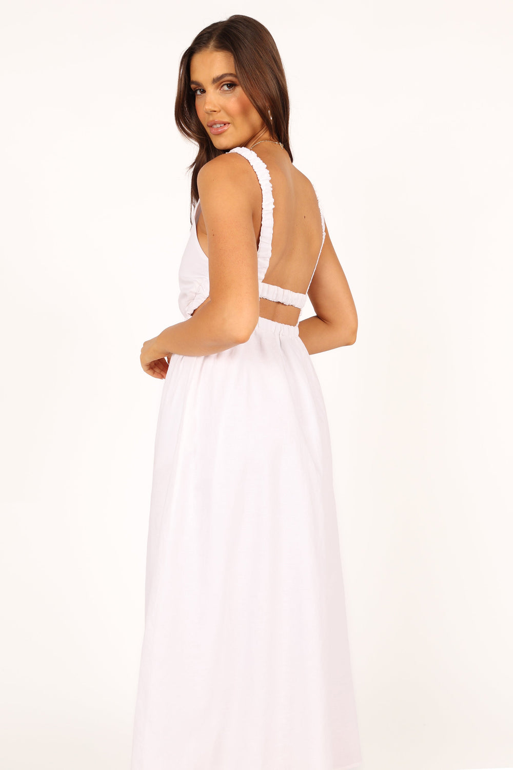 Aubrey Cutout Midi Dress - White - Petal & Pup