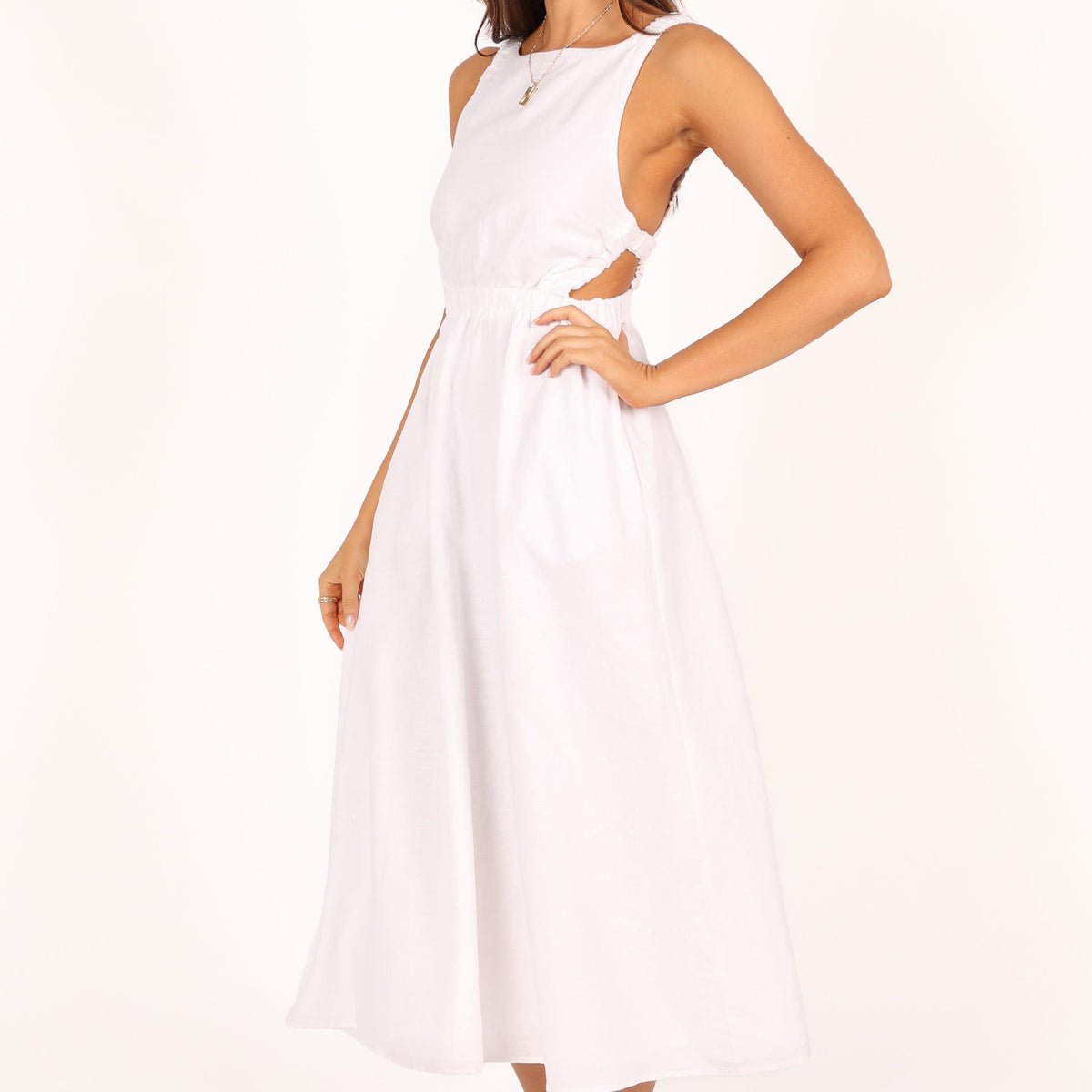 Aubrey Cutout Midi Dress - White | Petal & Pup