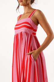 DRESSES @Aurelia Midi Dress - Pink Stripe