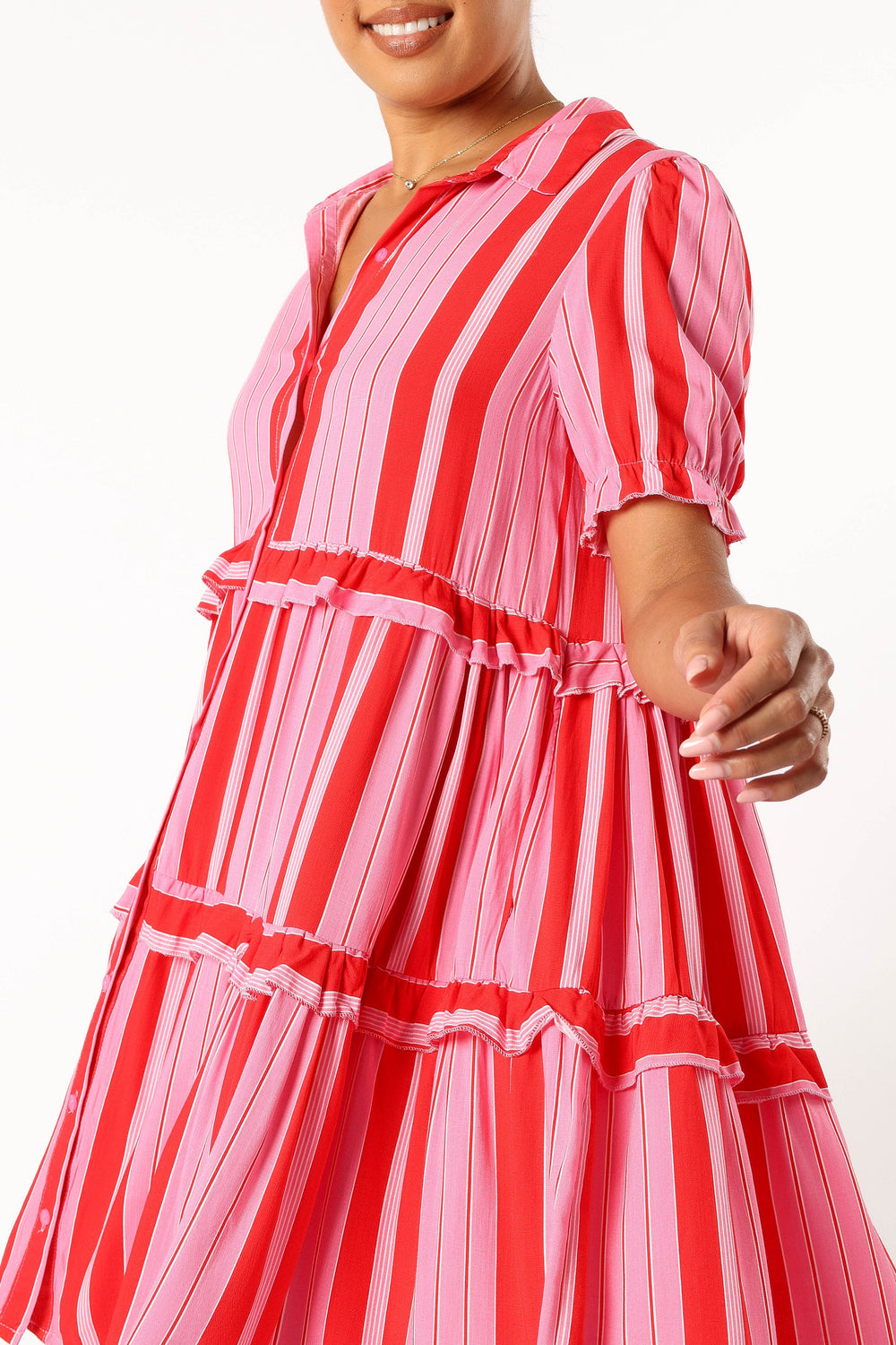 DRESSES @Aurora Mini Dress - Pink Stripe