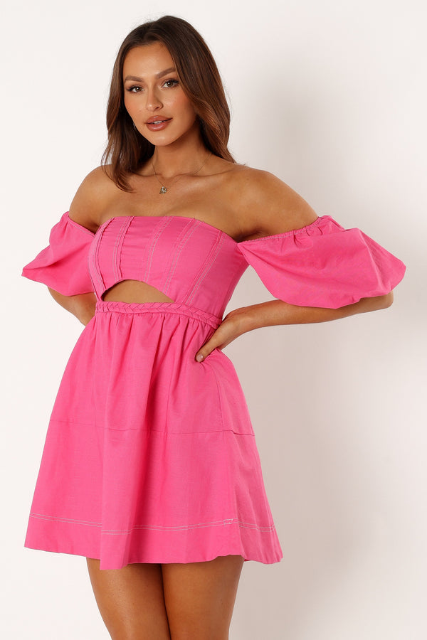 DRESSES @Aurora Off Shoulder Mini Dress - Pink