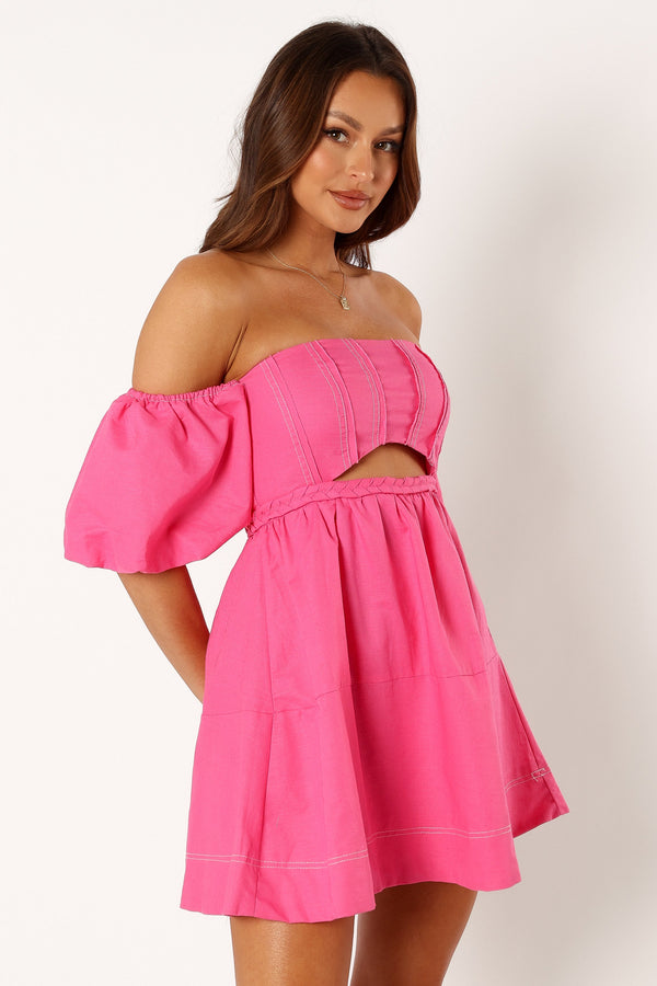 DRESSES @Aurora Off Shoulder Mini Dress - Pink