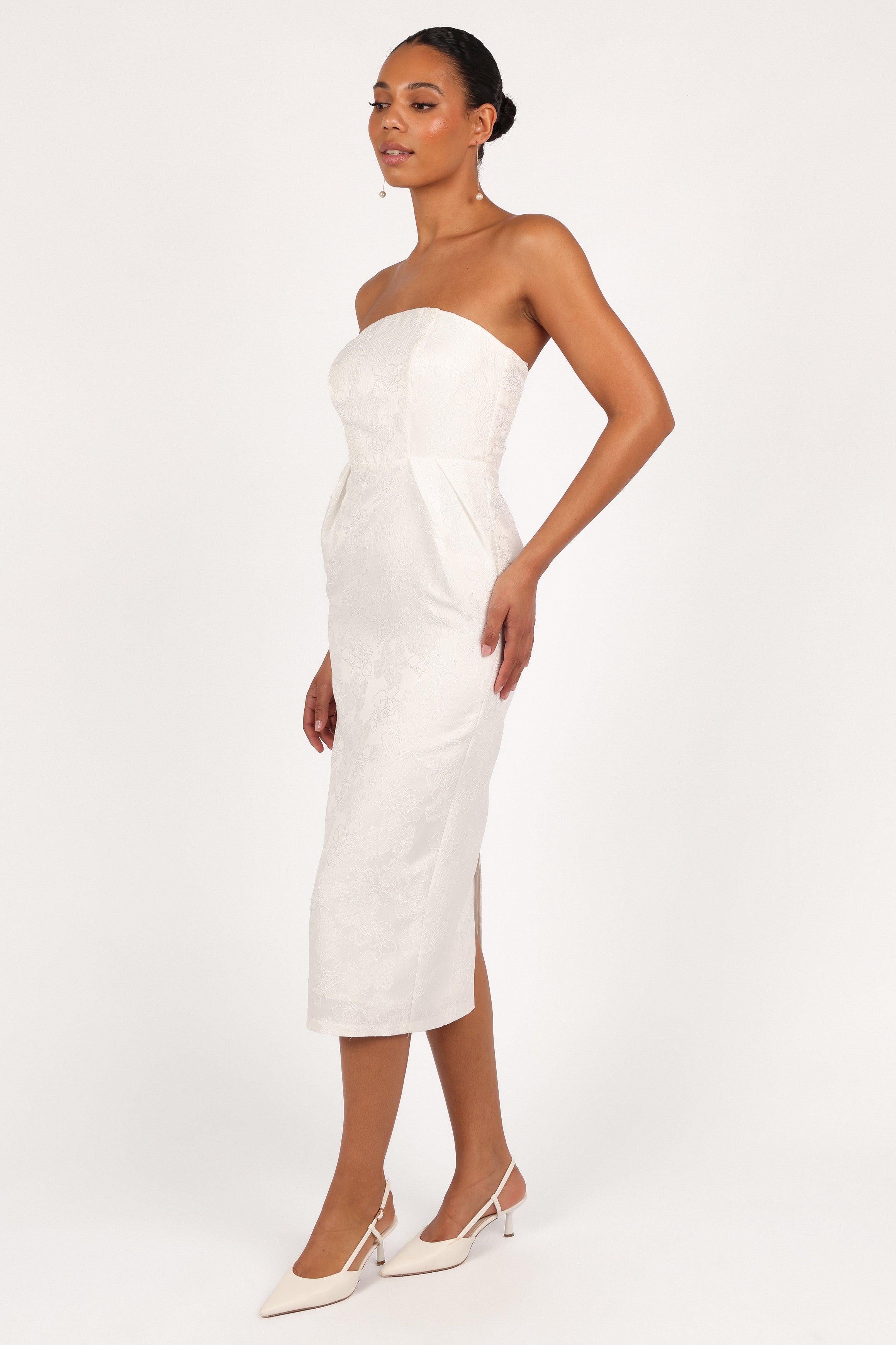 DRESSES Avah Strapless Midi Dress - White