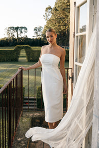 DRESSES Avah Strapless Midi Dress - White