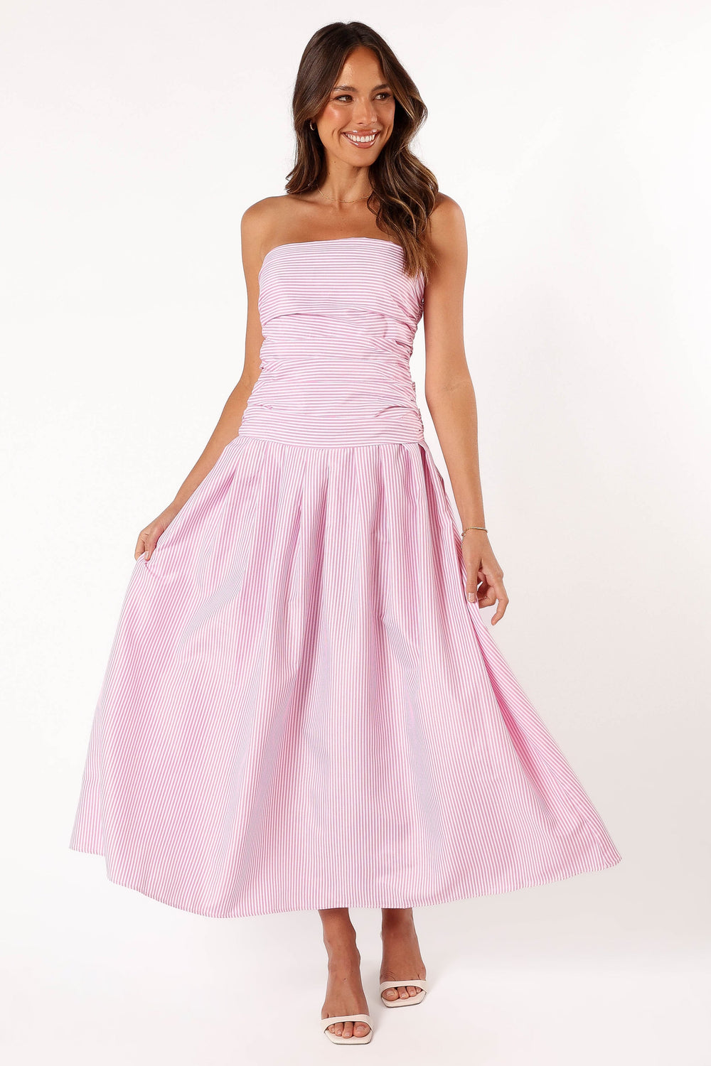 DRESSES @Avalee Strapless Maxi Dress - Pink Stripe (Hold for Transitional Essentials)