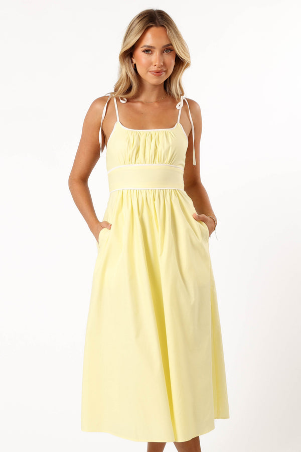 DRESSES @Avi Sleeveless Midi Dress - Yellow