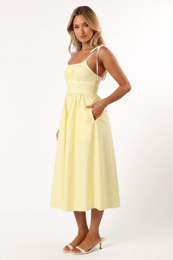 DRESSES @Avi Sleeveless Midi Dress - Yellow