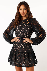 DRESSES @Aviana Longsleeve Mini Dress - Black