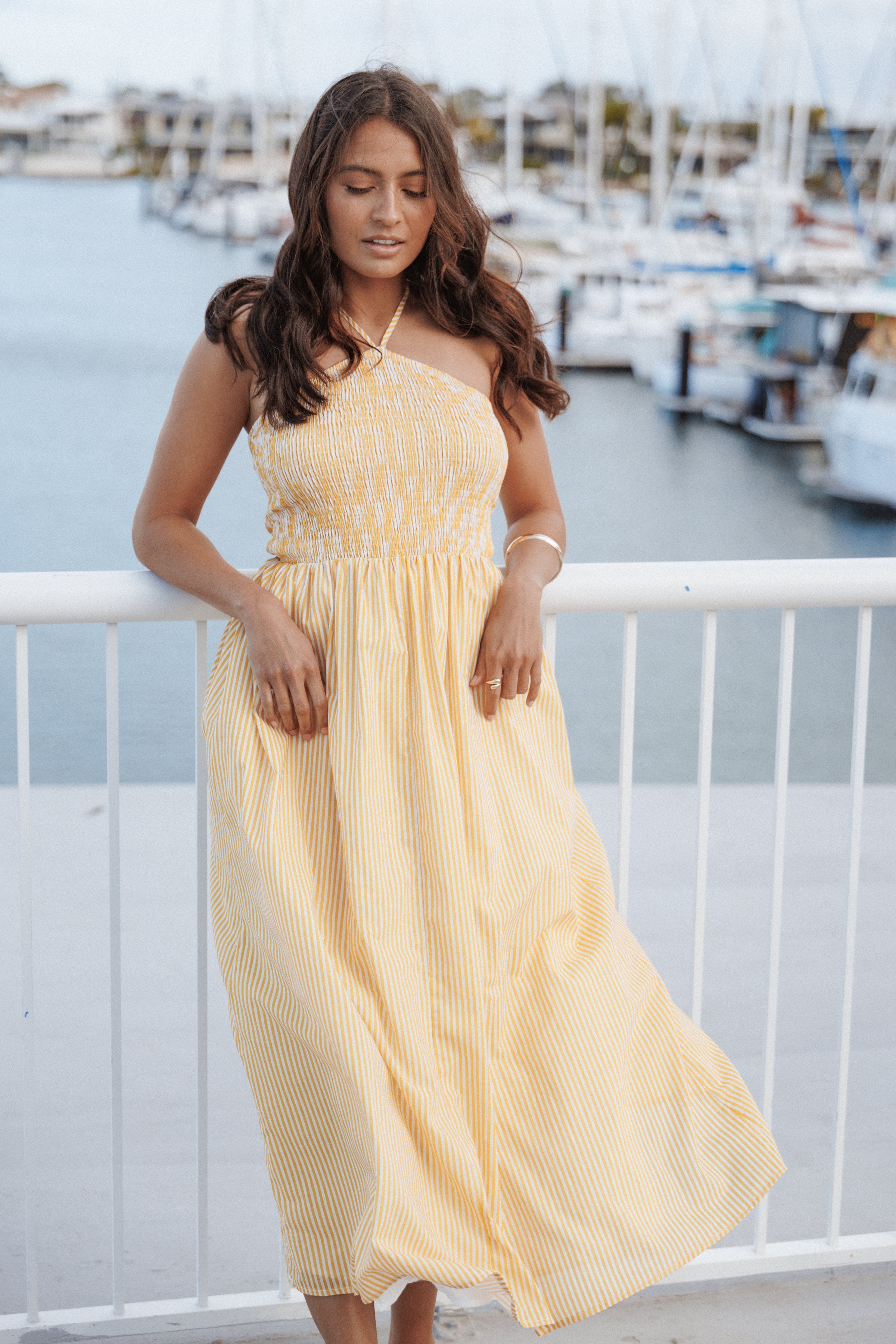 DRESSES Aviva Smocked Midi Dress - Mango Stripe